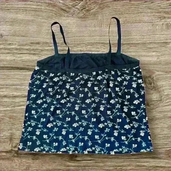 Esprit De Corps Size‎ Large White Flowers Blue Tank - Picture 3 of 4